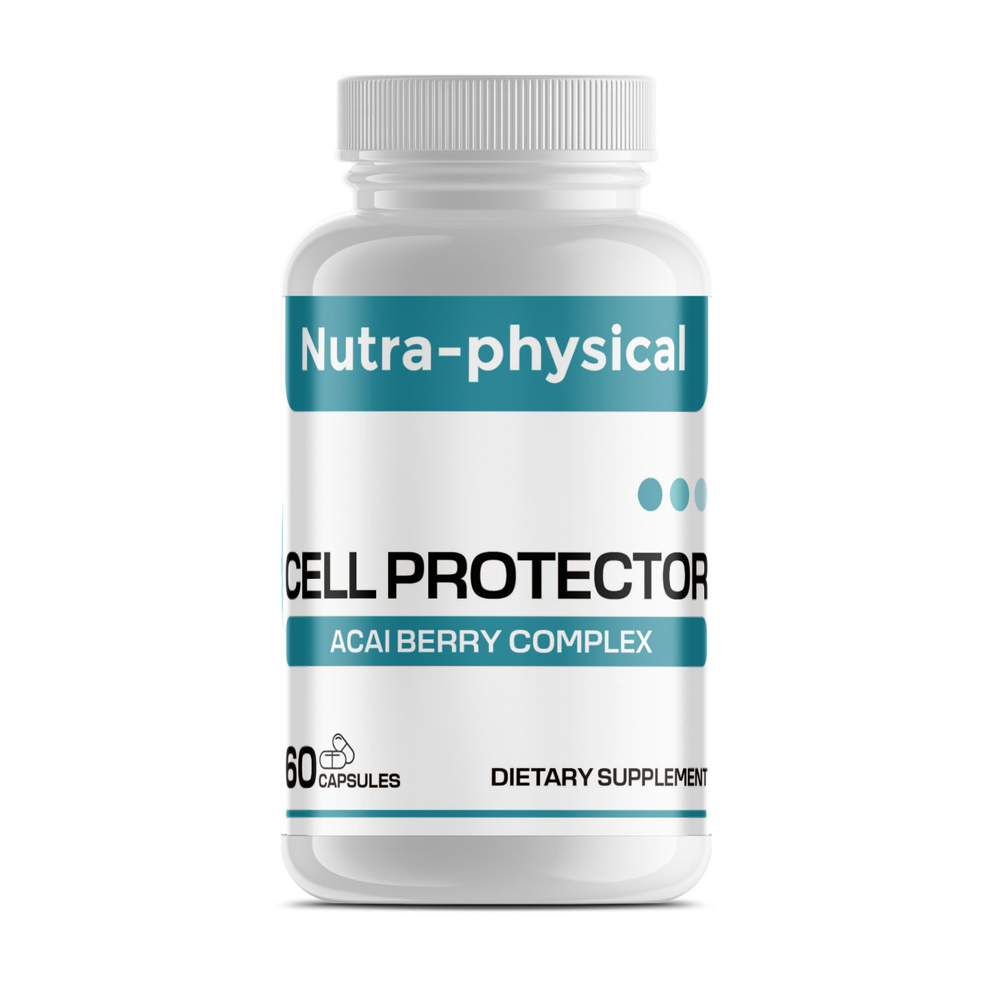 Nutra-physical Cell Protector dietary supplement bottle with acai berry complex, 60 capsules