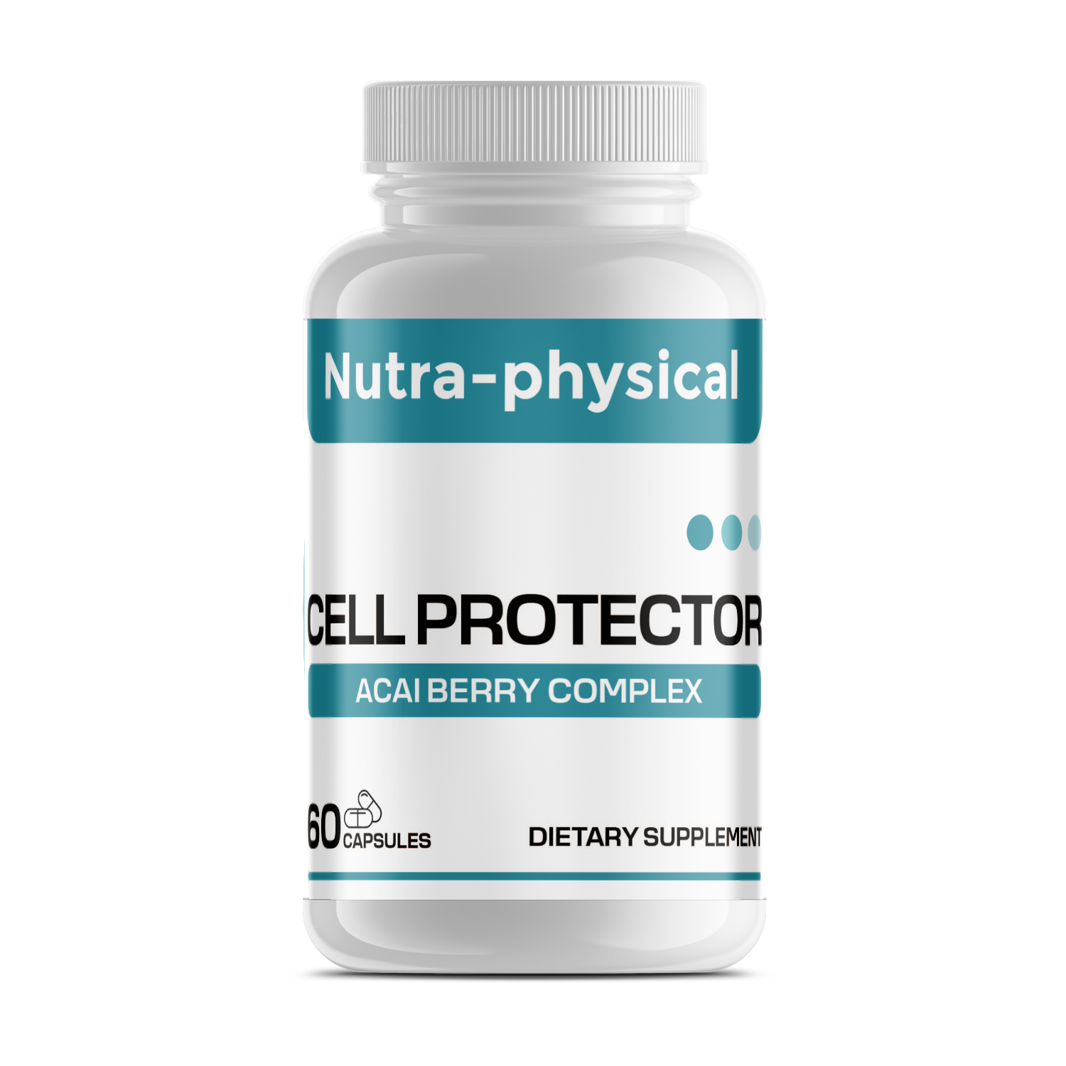 Nutra-physical Cell Protector dietary supplement bottle with acai berry complex, 60 capsules
