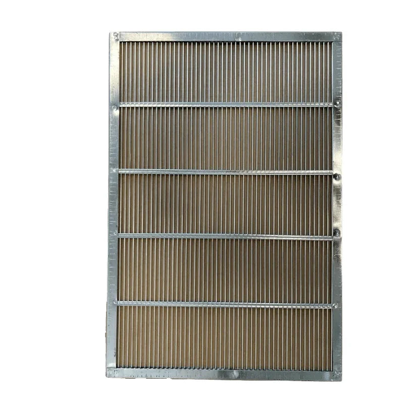 EPS bee hive frame with metal edges and vertical comb space bars on white background