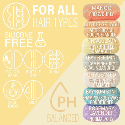 eps bee hive with stacked colorful shampoo bars for all hair types, silicone free, pH balanced