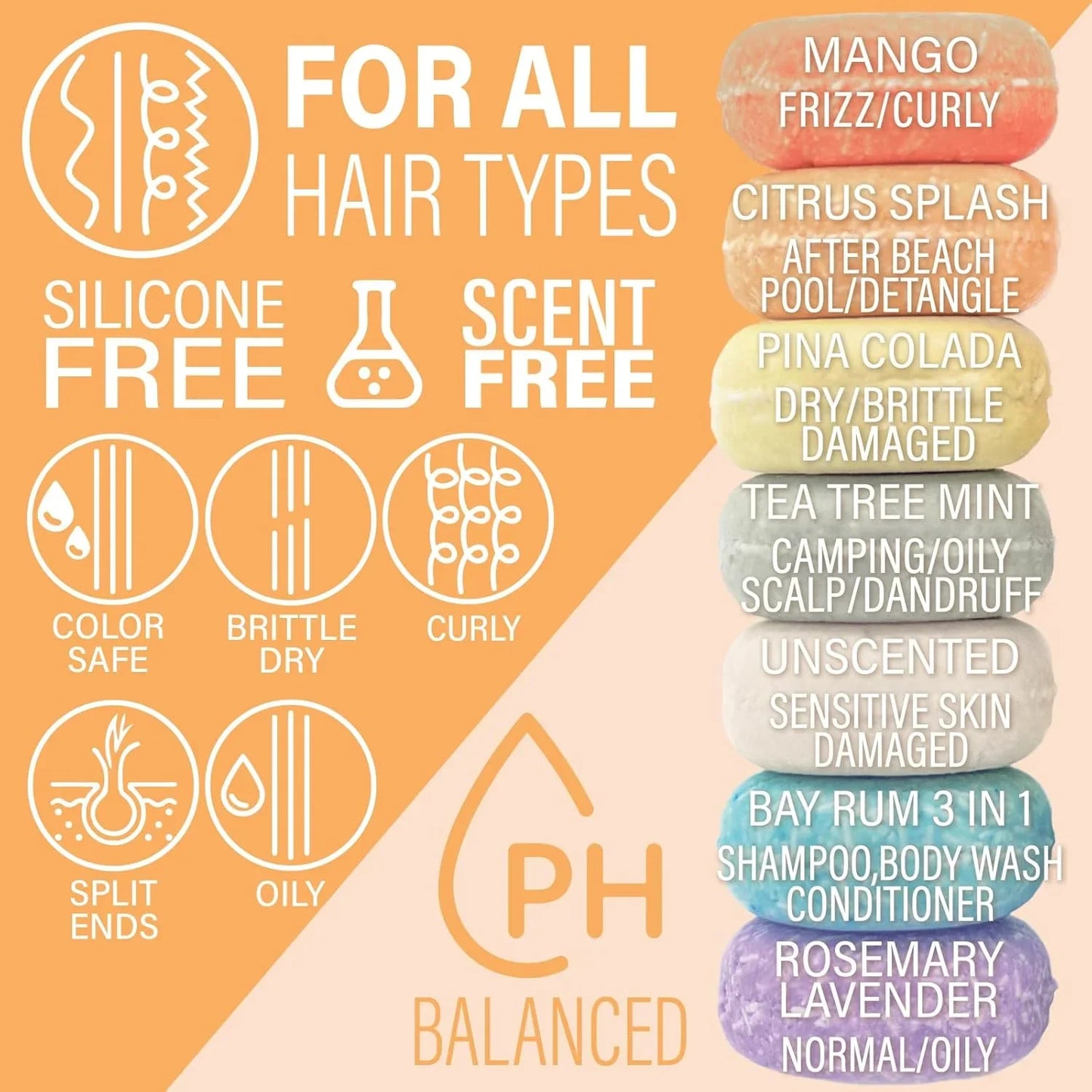 EPS bee hive shaped hair care soaps for all hair types, silicone and scent free, pH balanced