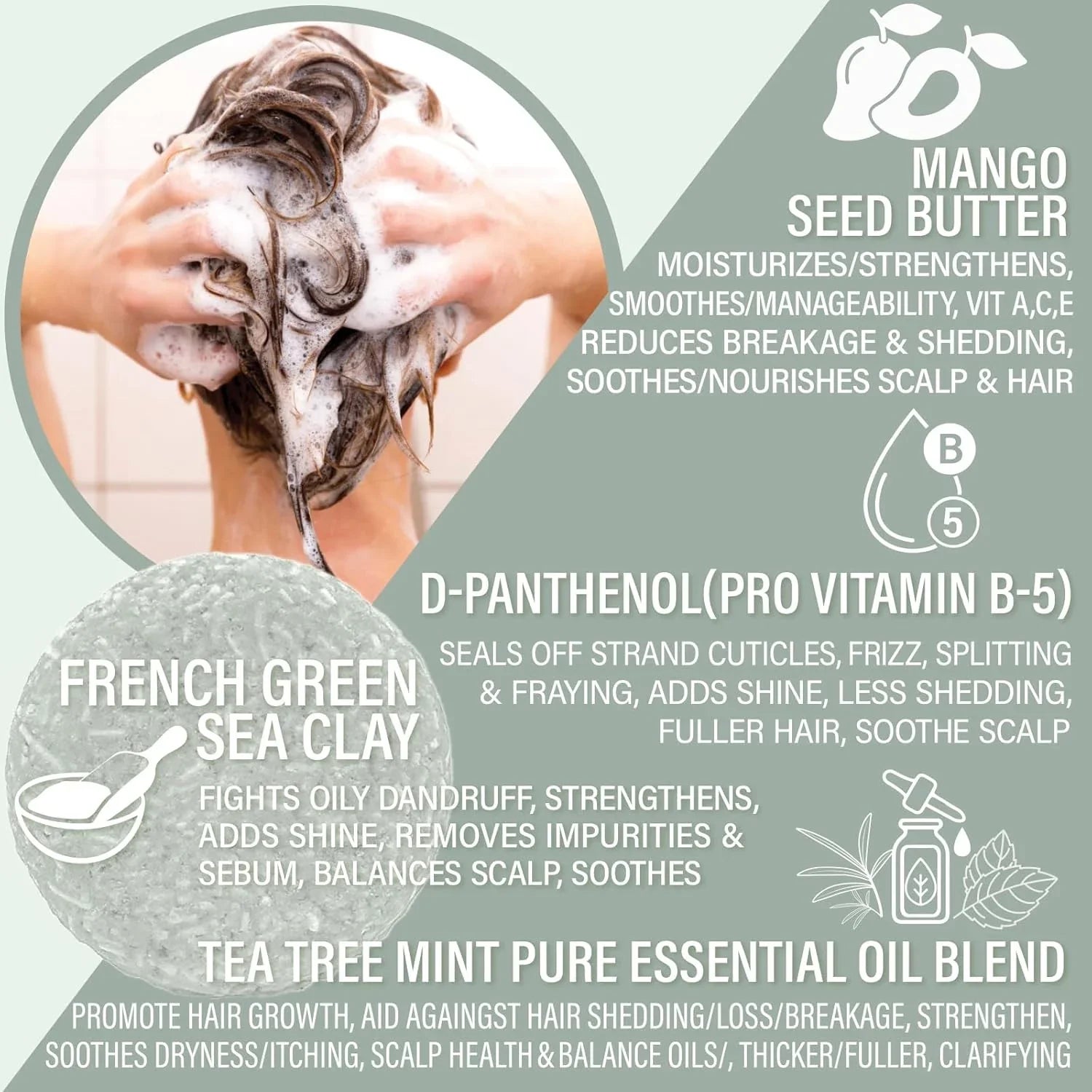 Tea Tree Mint Shampoo Bar - Repels Insects