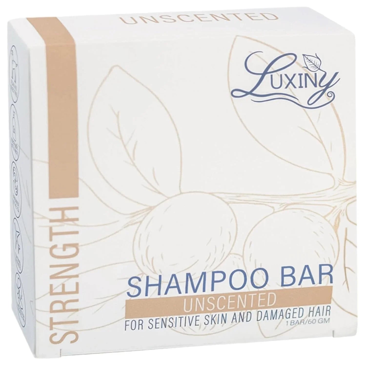 Luxiny unscented shampoo bar for sensitive skin and damaged hair in beige eps bee hive packaging