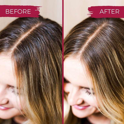 EPS bee hive showing before and after effects on hair scalp with improved hair volume and shine