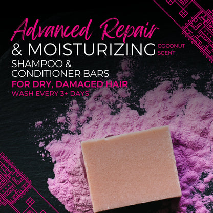 Advanced Repair & Moisturizing Coconut Scent Shampoo & Conditioner Bars for dry, damaged hair